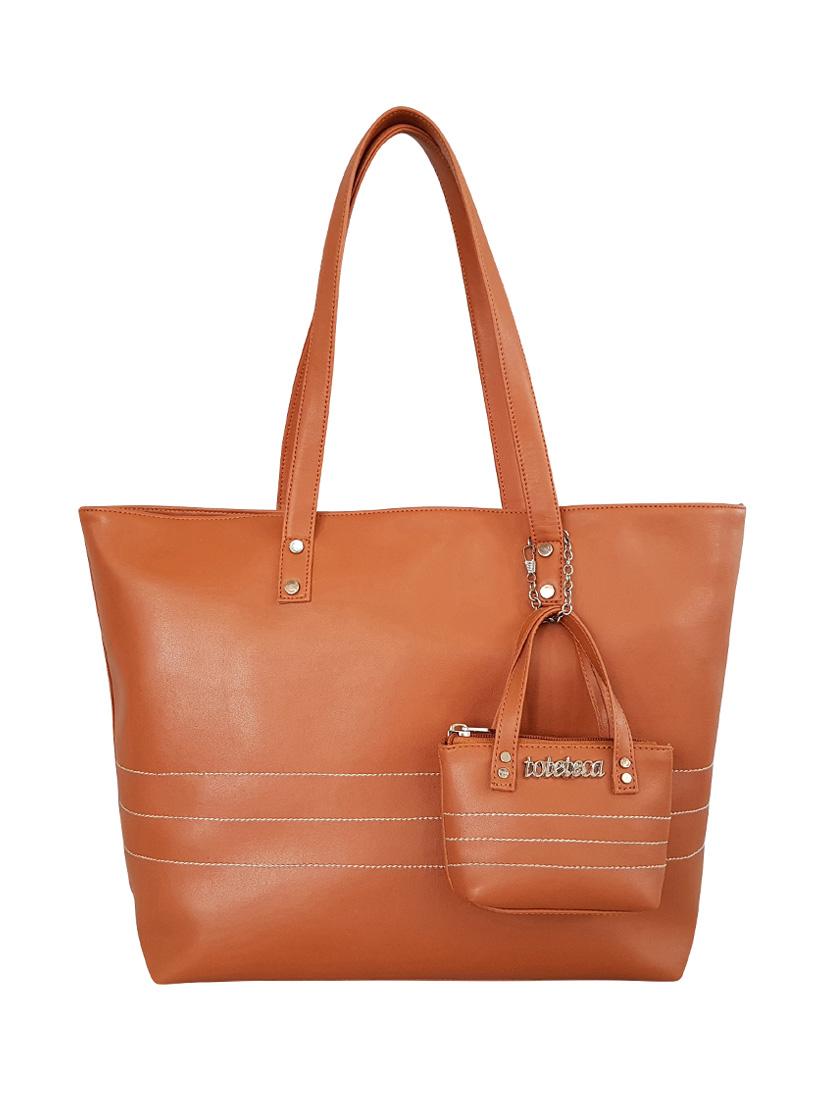 tan leatherette  regular handbag