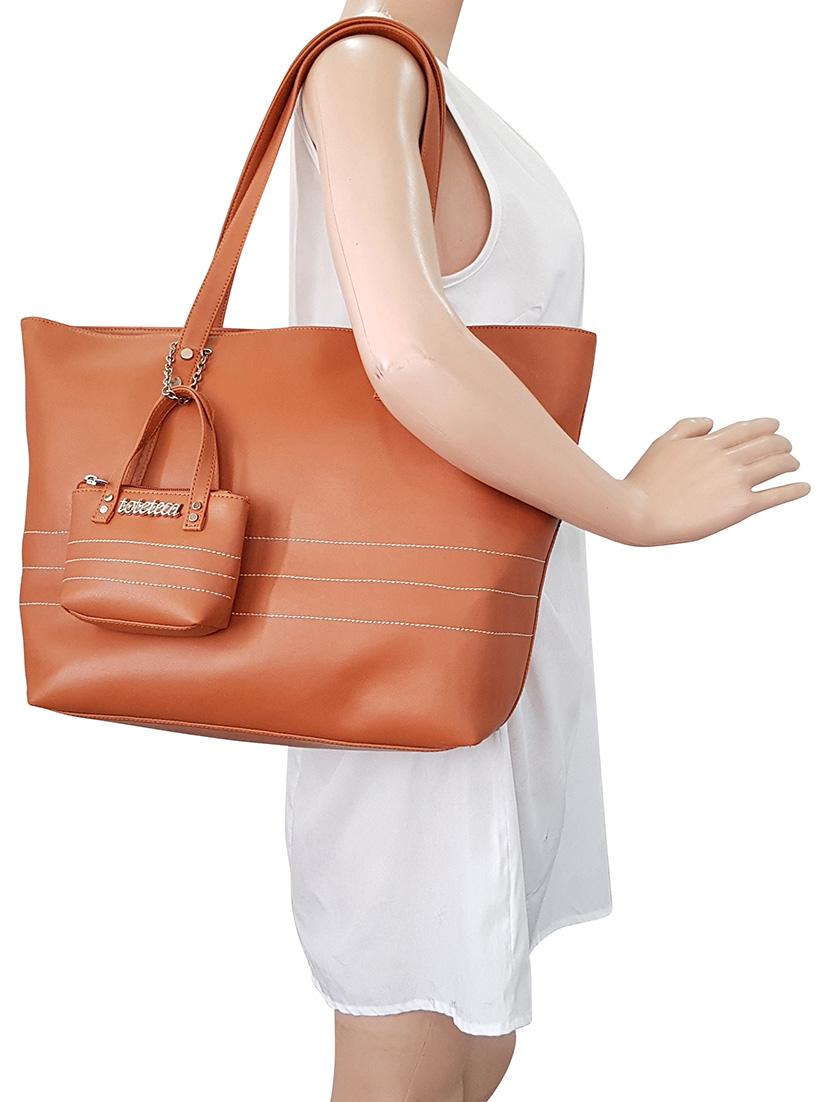 tan leatherette regular handbag - 14408092 - Zoom Image - 5