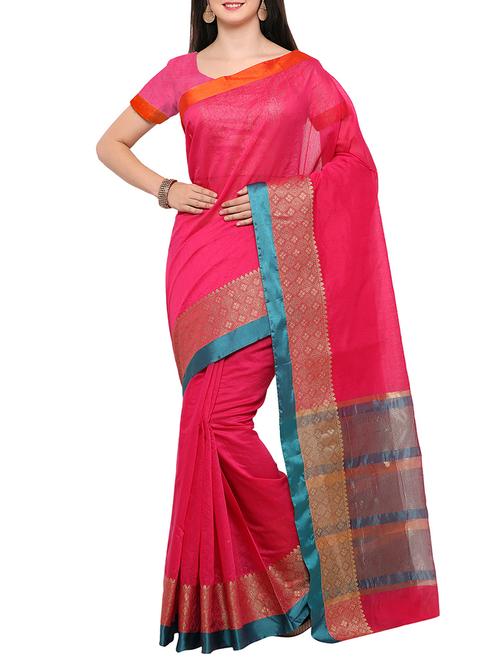pink silk embroidered saree with blouse - 14408206 - Standard Image - 1