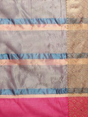 pink silk embroidered saree with blouse - 14408206 - Standard Image - 4