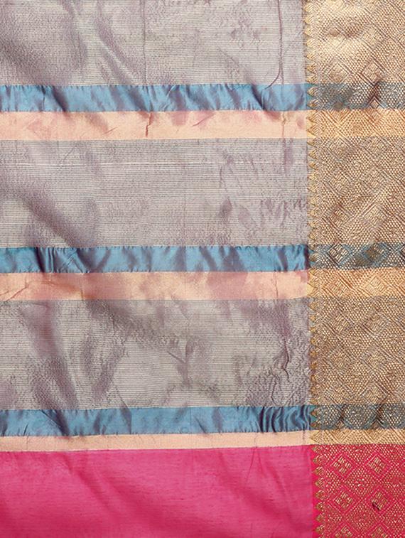 pink silk embroidered saree with blouse - 14408206 - Zoom Image - 4
