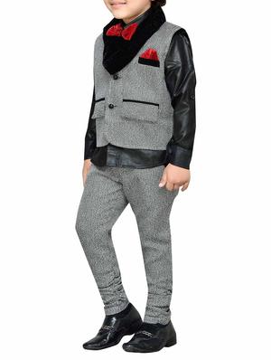 grey khadi suit set - 14408643 - Standard Image - 3