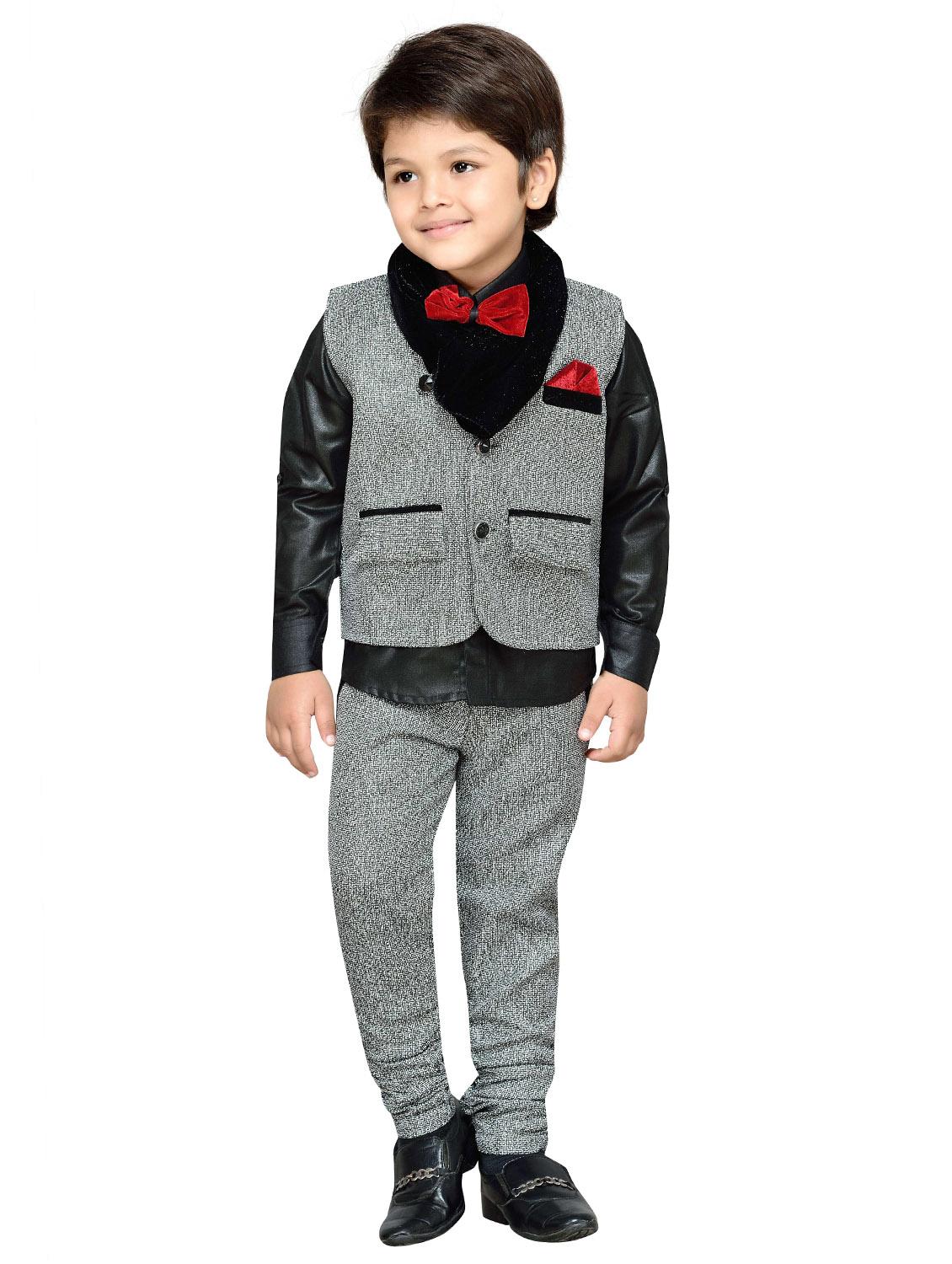 grey khadi suit set - 14408643 - Zoom Image - 2