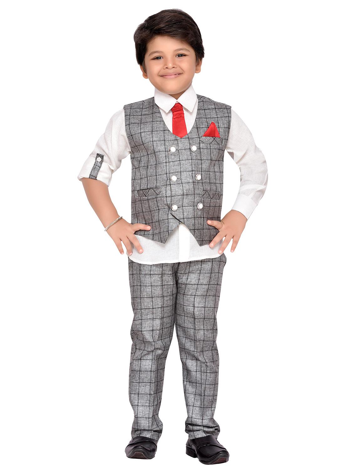 grey cotton blend suit set - 14408652 - Zoom Image - 2