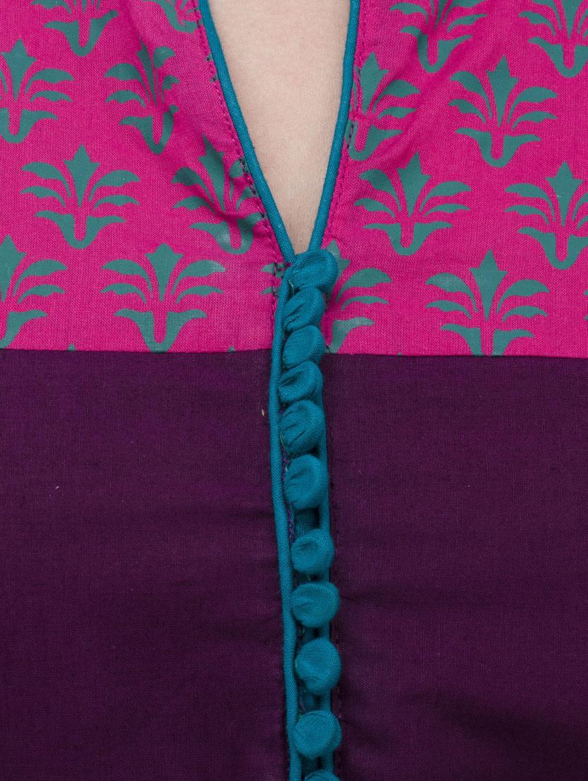 purple cotton straight kurta - 14408663 - Zoom Image - 4