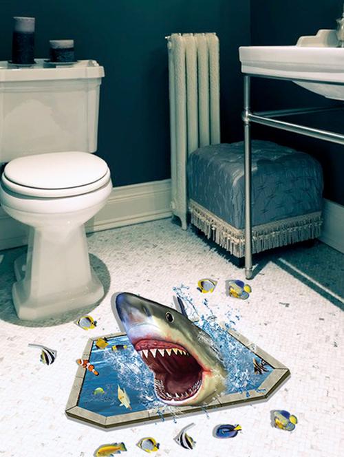 sharks in water 3d theme wall stickers - 14408986 - Standard Image - 1