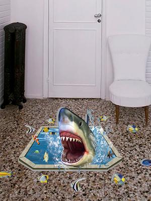 sharks in water 3d theme wall stickers - 14408986 - Standard Image - 2