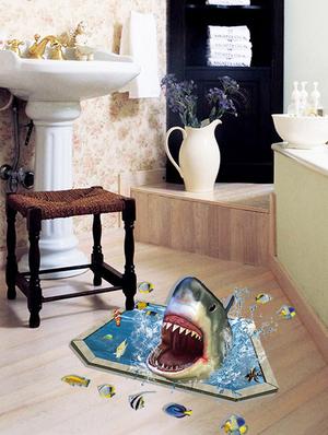 sharks in water 3d theme wall stickers - 14408986 - Standard Image - 3