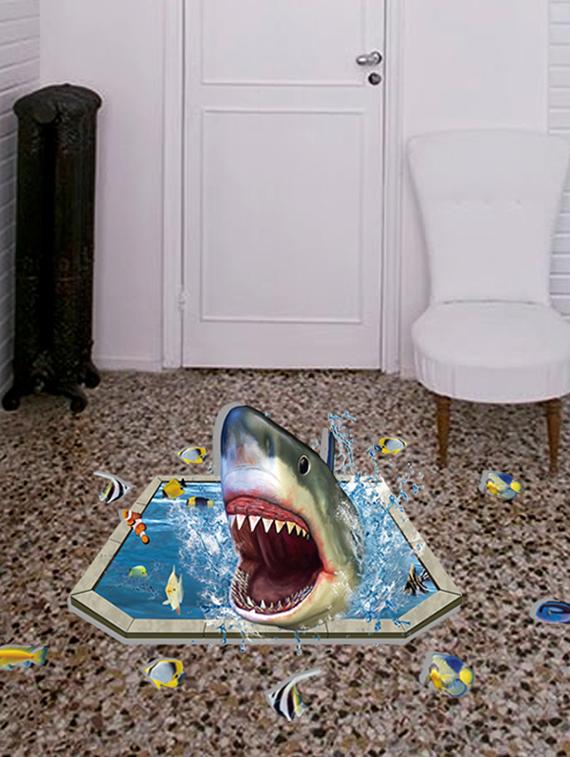 sharks in water 3d theme wall stickers - 14408986 - Zoom Image - 2