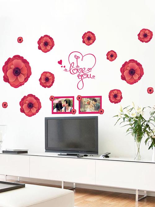 love with red rose theme wall stickers - 14409000 - Standard Image - 1