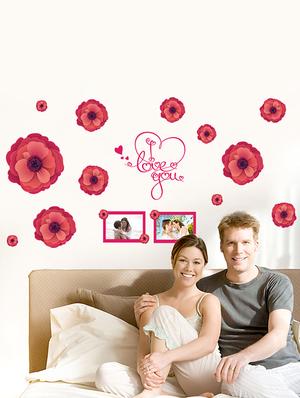 love with red rose theme wall stickers - 14409000 - Standard Image - 4