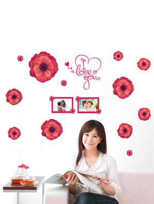 love with red rose theme wall stickers - 14409000 - Standard Image - 5
