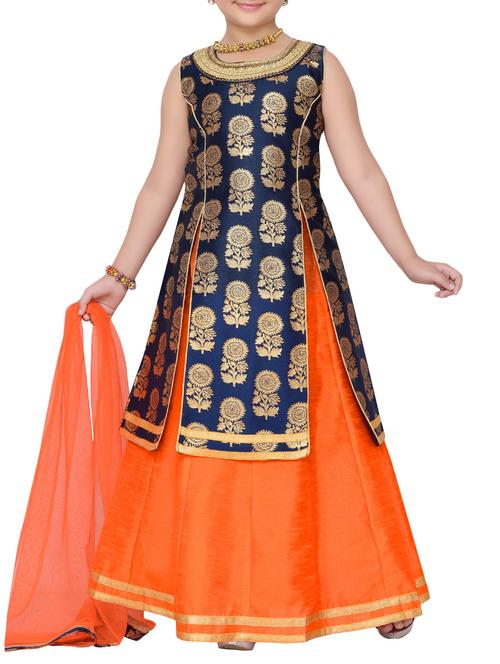 blue silk blend lehnga choli - 14409889 - Standard Image - 1