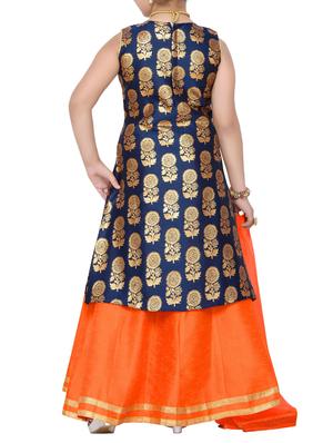 blue silk blend lehnga choli - 14409889 - Standard Image - 3