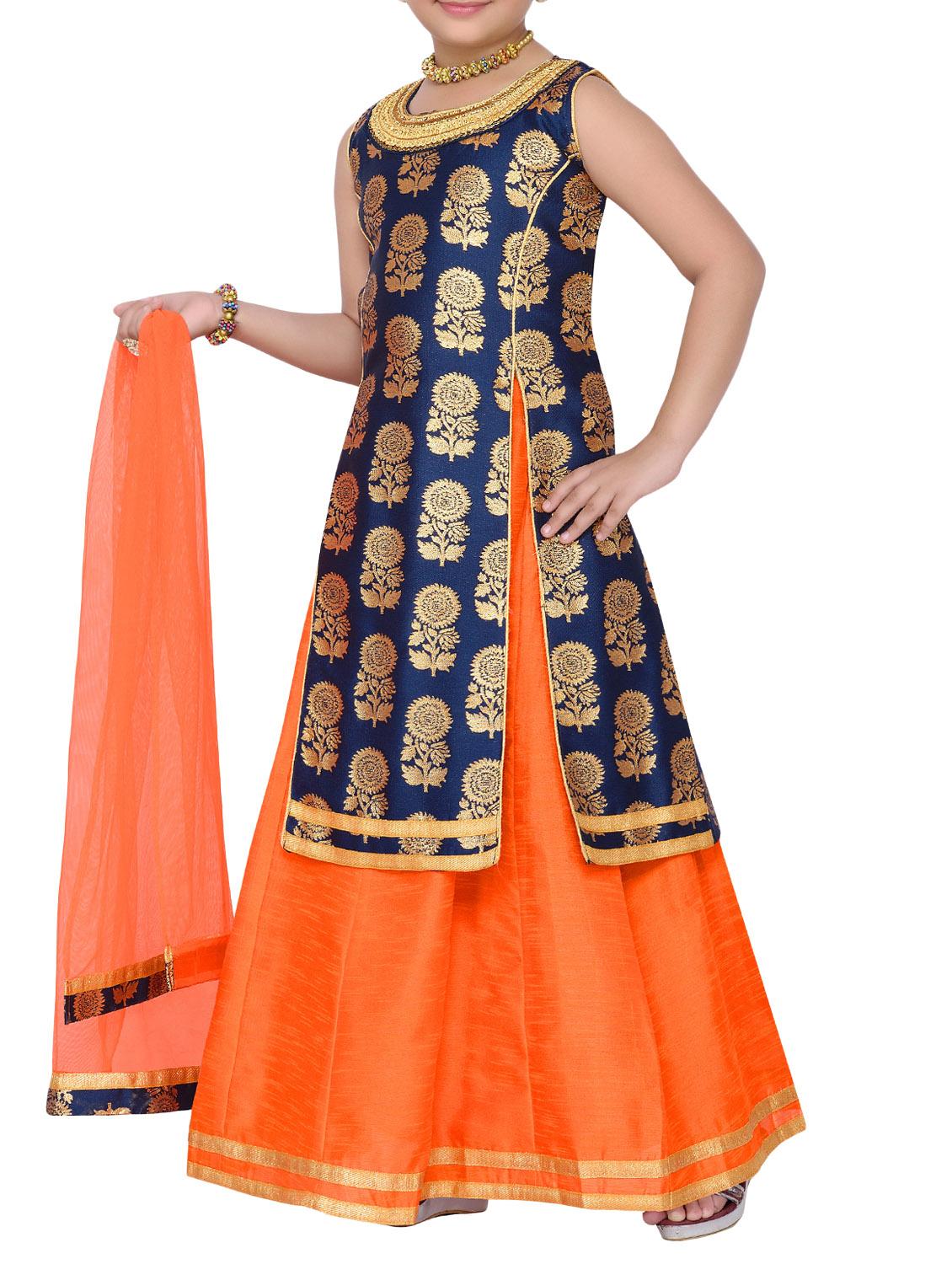blue silk blend lehnga choli - 14409889 - Zoom Image - 2