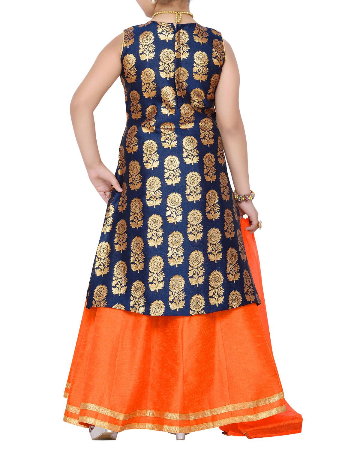blue silk blend lehnga choli - 14409889 - Zoom Image - 3