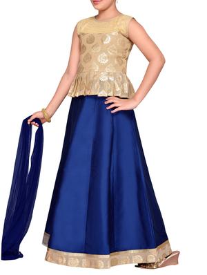 blue cotton blend lehnga choli - 14409897 - Standard Image - 2