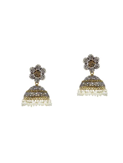 multi colored brass jhumka earrings - 14410026 - Standard Image - 1