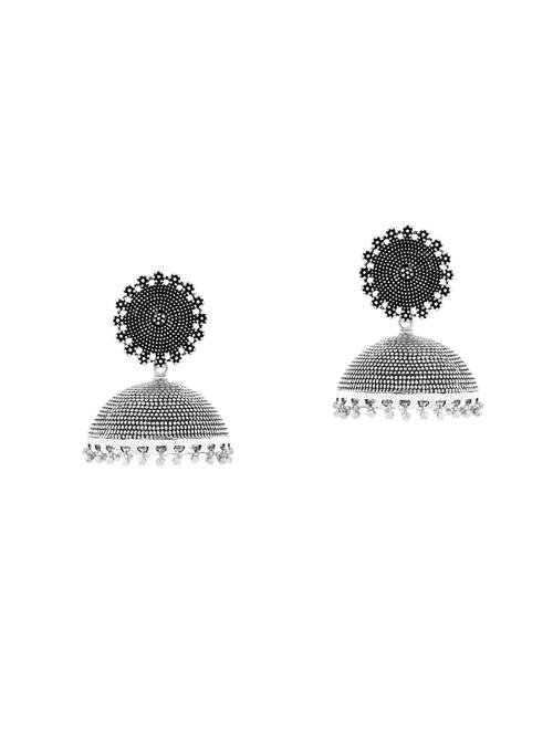 silver brass jhumka earrings - 14410028 - Very Small Image - 1