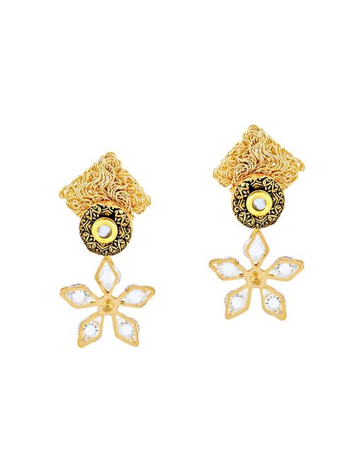 gold brass drop earrings - 14410030 - Standard Image - 1