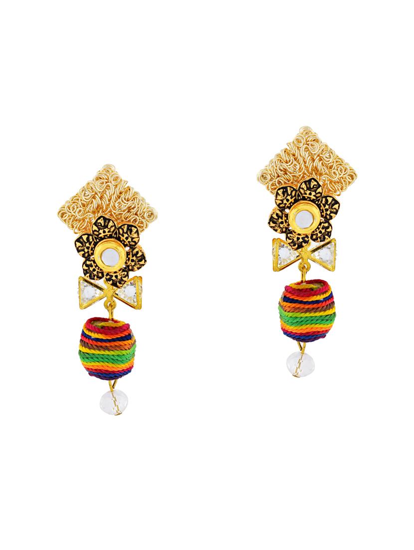 multi colored brass drop earrings - 14410031 - Zoom Image - 1