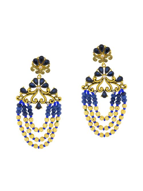 blue brass chandelier earrings - 14410040 - Standard Image - 1