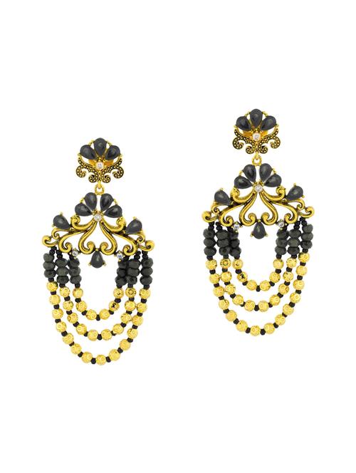 black brass chandelier earrings - 14410043 - Standard Image - 1