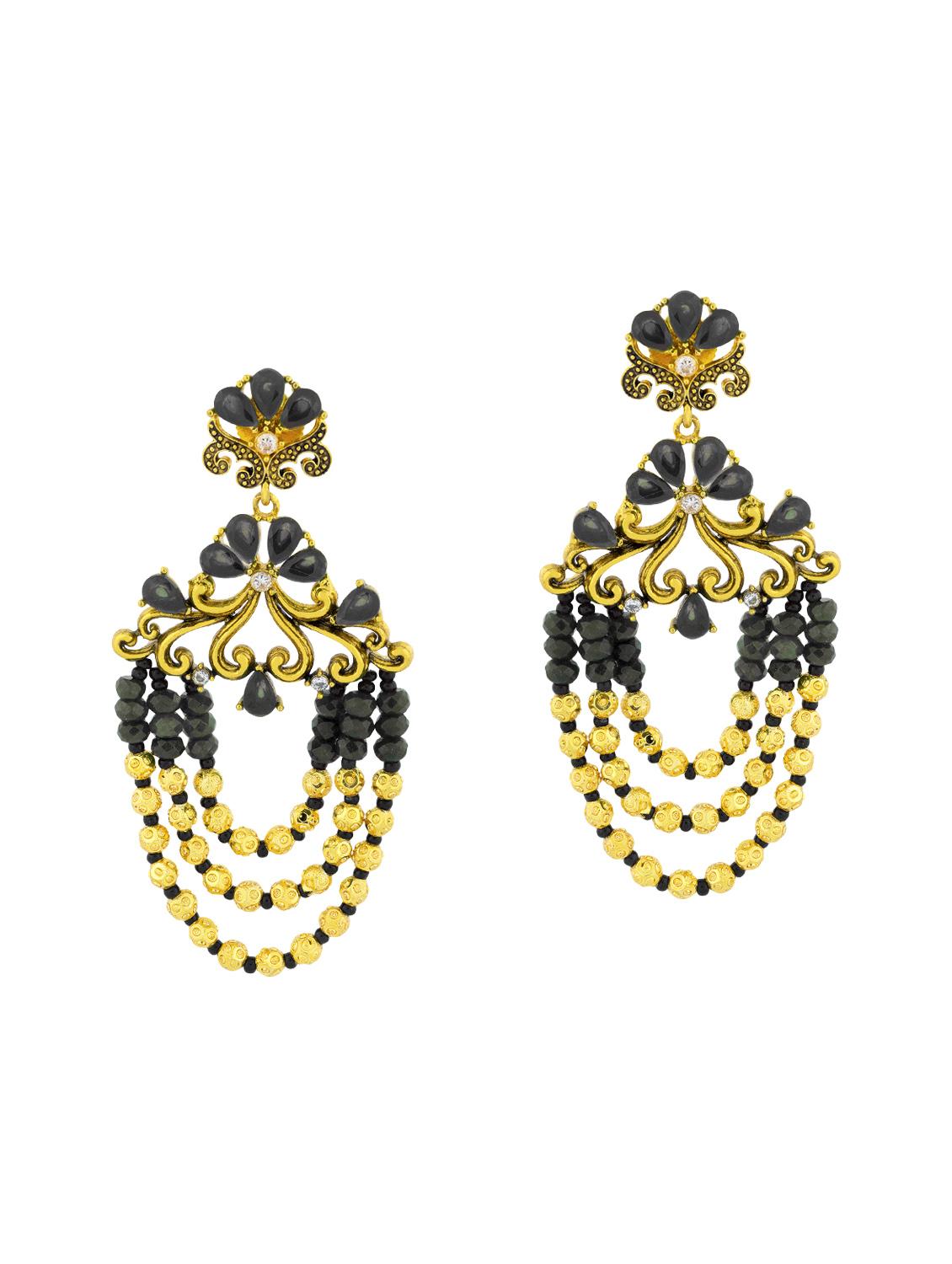 black brass chandelier earrings - 14410043 - Zoom Image - 1