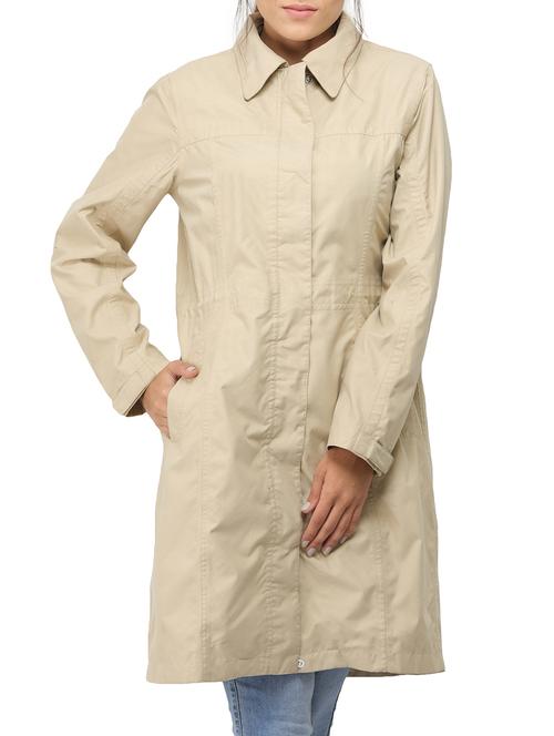 solid beige casual coat - 14410867 - Standard Image - 1