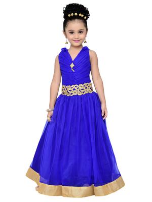 blue satin party gown - 14411115 - Standard Image - 4