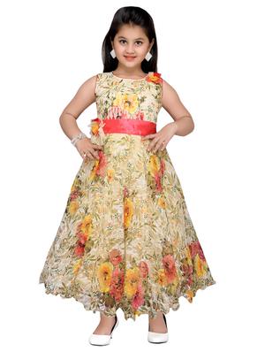 yellow net party gown - 14411121 - Standard Image - 4