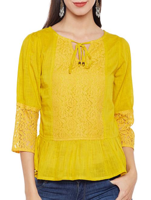 yellow cotton blouson top - 14411188 - Very Small Image - 1