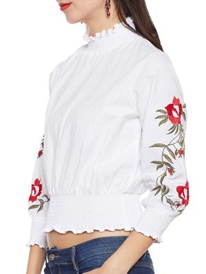 white cotton balloon top - 14411195 - Standard Image - 2