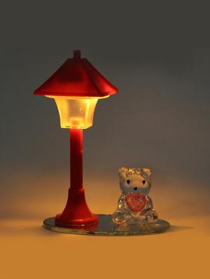 beautiful crystal decoration piece with teddy bear under red led light lampshade - 14411916 - Standard Image - 2