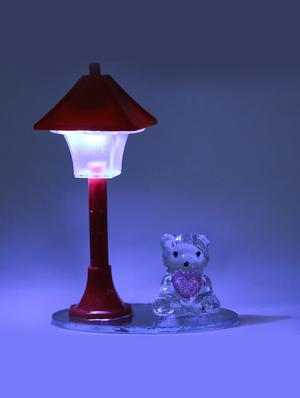 beautiful crystal decoration piece with teddy bear under red led light lampshade - 14411916 - Standard Image - 3
