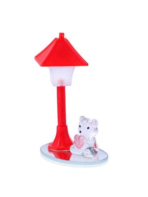 beautiful crystal decoration piece with teddy bear under red led light lampshade - 14411916 - Standard Image - 4