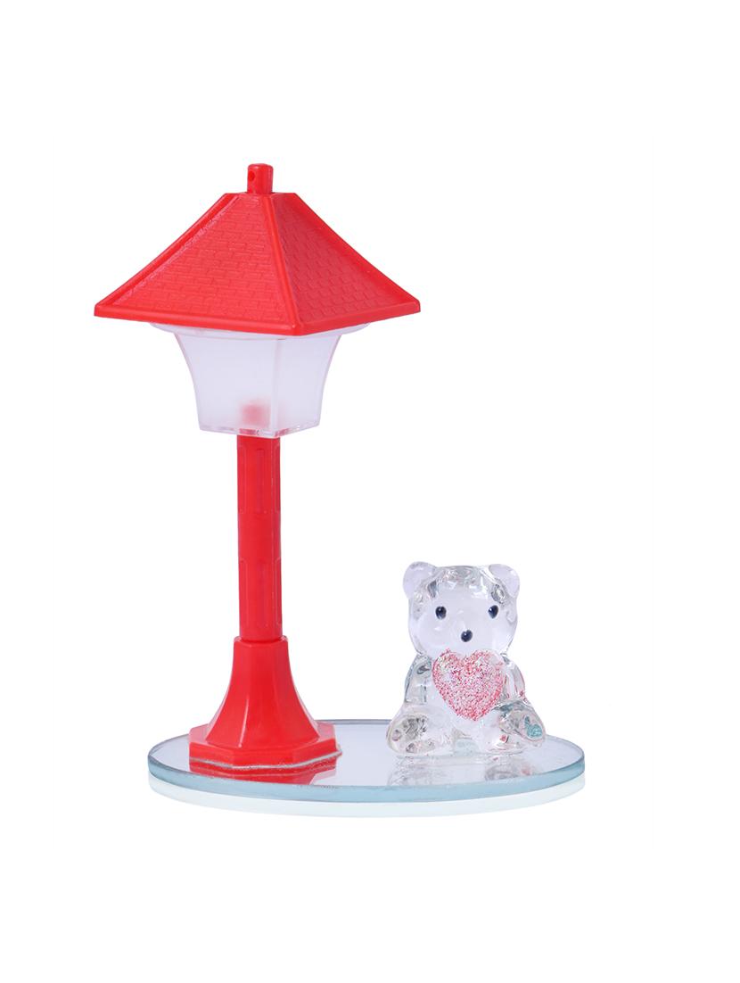 beautiful crystal decoration piece with teddy bear under red led light lampshade - 14411916 - Zoom Image - 1