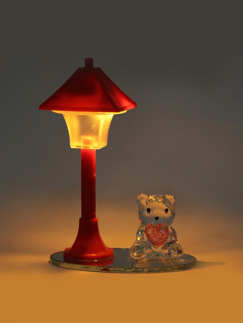beautiful crystal decoration piece with teddy bear under red led light lampshade - 14411916 - Zoom Image - 2