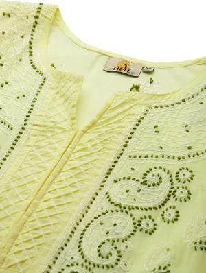 ada yellow cotton straight kurta - 14412252 - Standard Image - 5
