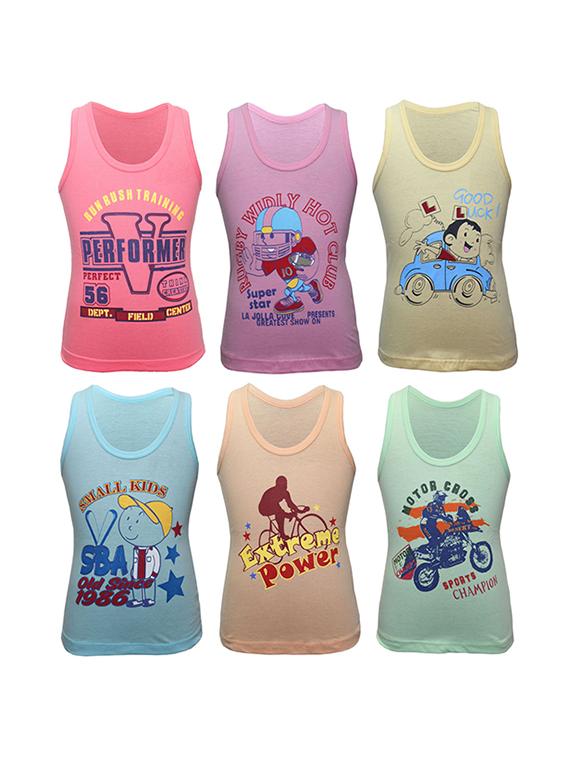 set of 6 multi colored cotton vests - 14412382 - Zoom Image - 1