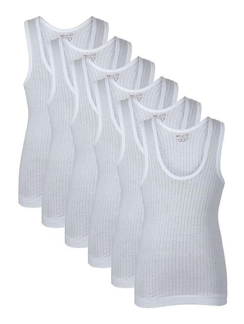 set of 6 white cotton vests - 14412383 - Standard Image - 1