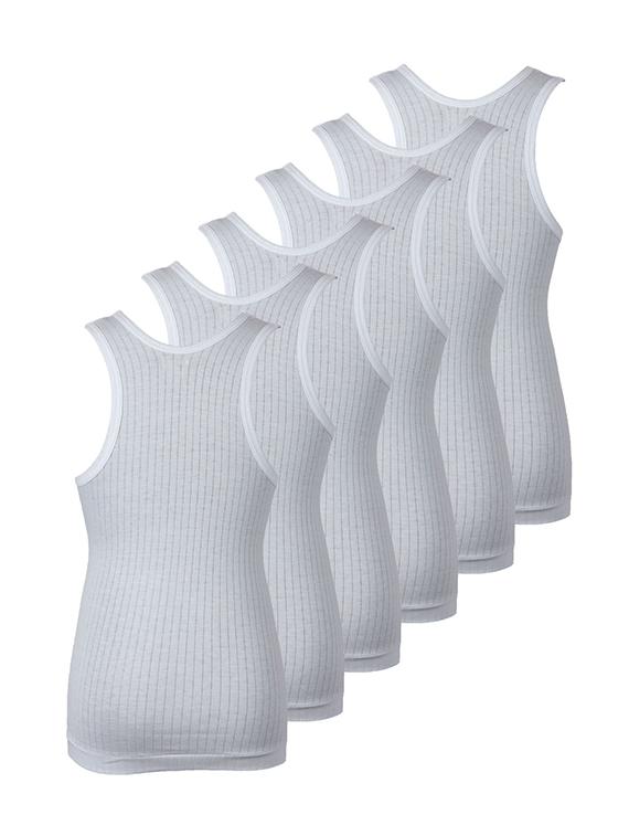 set of 6 white cotton vests - 14412383 - Zoom Image - 2
