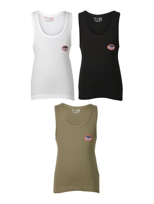 set of 3 multi colored cotton vests - 14412392 - Standard Image - 1