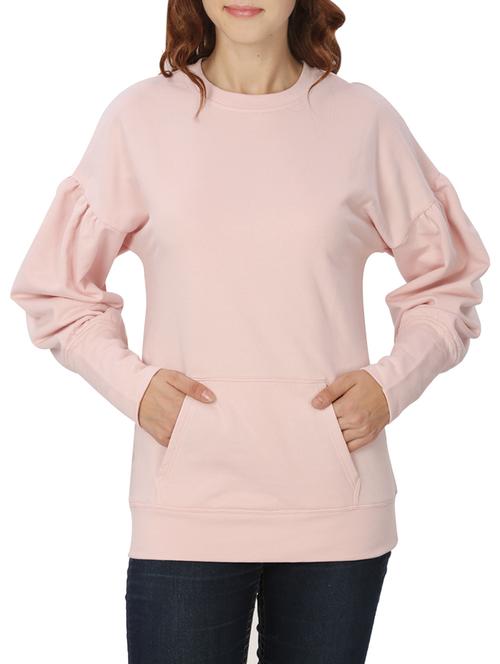 pink fleece round neck sweatshirt - 14412461 - Standard Image - 1