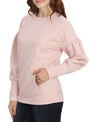 pink fleece round neck sweatshirt - 14412461 - Standard Image - 2