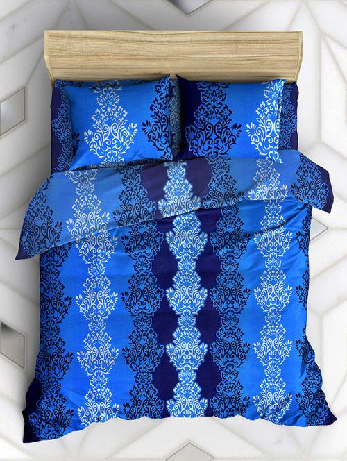 140 TC PolyCotton Printed Double Bed Sheet with 2 Pillow Covers - 14412463 - Very Small Image - 1