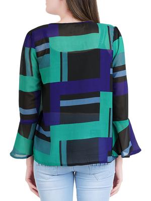 tie knot neck bell sleeved top - 14412490 - Standard Image - 3