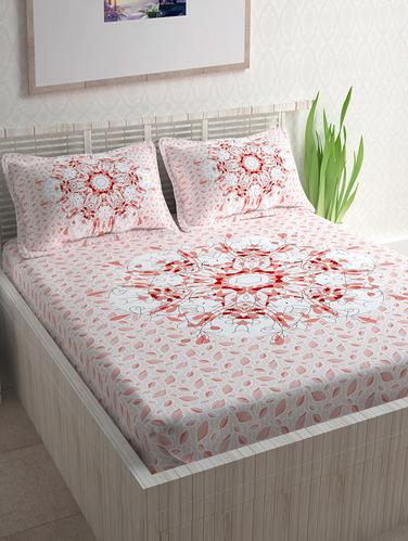 Ethnic Print 104 TC 100% Cotton Double Bed Sheet With 2 Pillow Covers - 14412915 - Very Small Image - 1