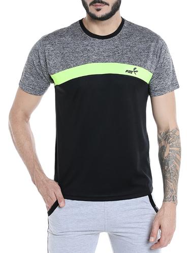 black polyester color block t-shirt - 14413647 - Very Small Image - 1