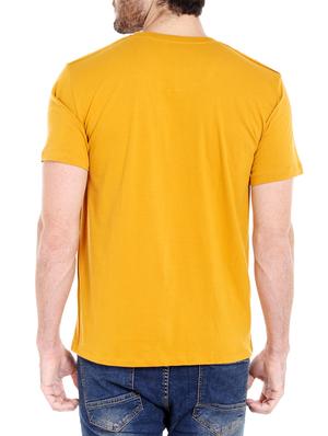 yellow cotton chest print t-shirt - 14413901 - Standard Image - 3